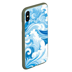 Чехол iPhone XS Max матовый Голубые волны, цвет: 3D-темно-зеленый — фото 2