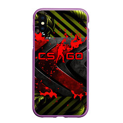 Чехол iPhone XS Max матовый CS GO red logo, цвет: 3D-фиолетовый