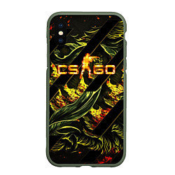 Чехол iPhone XS Max матовый CS GO fire logo, цвет: 3D-темно-зеленый