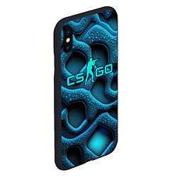 Чехол iPhone XS Max матовый CS GO blue neon logo, цвет: 3D-черный — фото 2