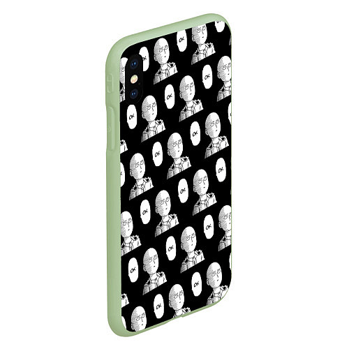 Чехол iPhone XS Max матовый Saitama - ok pattern / 3D-Салатовый – фото 2