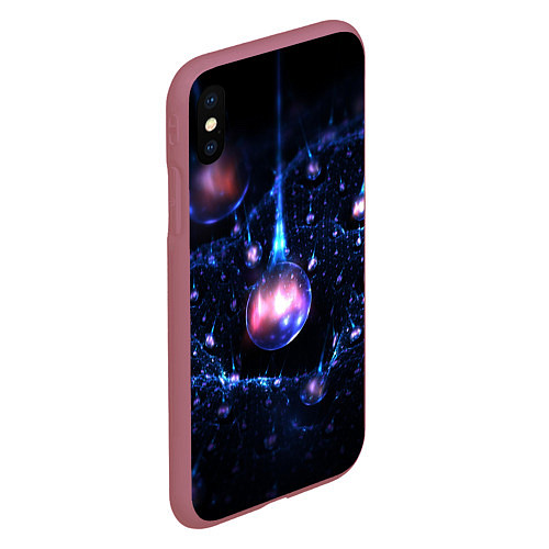 Чехол iPhone XS Max матовый Нейроны воды в космосе / 3D-Малиновый – фото 2