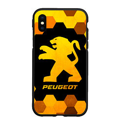 Чехол iPhone XS Max матовый Peugeot - gold gradient, цвет: 3D-черный