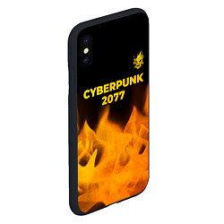 Чехол iPhone XS Max матовый Cyberpunk 2077 - gold gradient: символ сверху, цвет: 3D-черный — фото 2