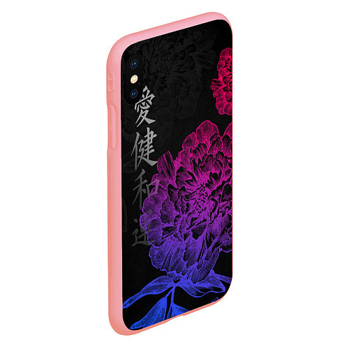 Чехол iPhone XS Max матовый Neon flowers - japanese art / 3D-Баблгам – фото 2