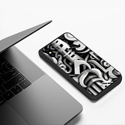 Чехол iPhone XS Max матовый Монохромный паттерн, цвет: 3D-черный — фото 2