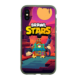 Чехол iPhone XS Max матовый Brawlstars 8bit ghost, цвет: 3D-темно-зеленый