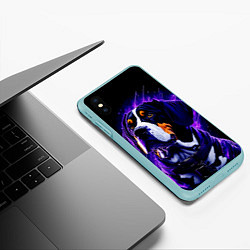 Чехол iPhone XS Max матовый Бигль - фиолетовый неон, цвет: 3D-мятный — фото 2