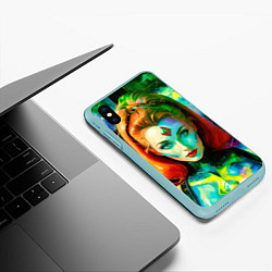 Чехол iPhone XS Max матовый Девушка киборг с рыжими волосами, цвет: 3D-мятный — фото 2