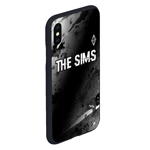 Чехол iPhone XS Max матовый The Sims glitch на темном фоне: символ сверху / 3D-Черный – фото 2