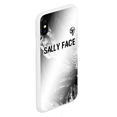 Чехол iPhone XS Max матовый Sally Face glitch на светлом фоне: символ сверху / 3D-Белый – фото 2