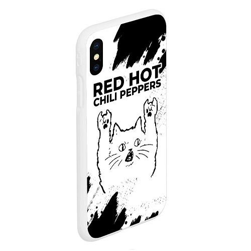 Чехол iPhone XS Max матовый Red Hot Chili Peppers рок кот на светлом фоне / 3D-Белый – фото 2