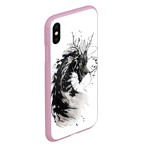 Чехол iPhone XS Max матовый Дракон тату краска / 3D-Розовый – фото 2