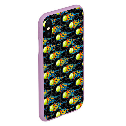 Чехол iPhone XS Max матовый Мячики теннисные / 3D-Сиреневый – фото 2