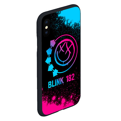 Чехол iPhone XS Max матовый Blink 182 - neon gradient / 3D-Черный – фото 2