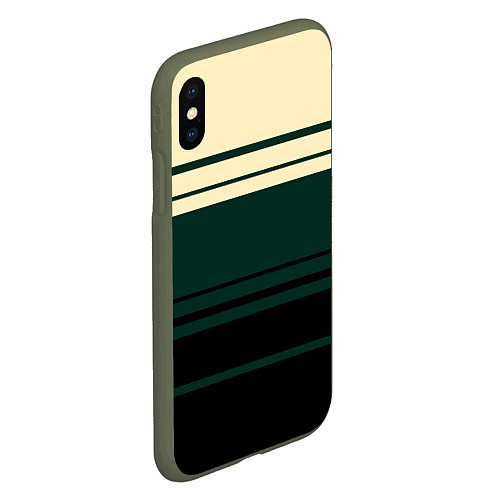 Чехол iPhone XS Max матовый Полосы зелёный / 3D-Темно-зеленый – фото 2