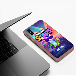 Чехол iPhone XS Max матовый Дракон Даг Бравлы, цвет: 3D-коричневый — фото 2