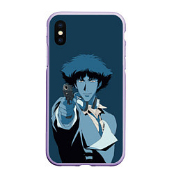 Чехол iPhone XS Max матовый Spike Spiegel blue, цвет: 3D-светло-сиреневый