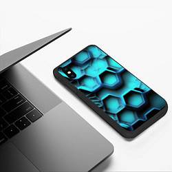 Чехол iPhone XS Max матовый Броня из неоновых плит, цвет: 3D-черный — фото 2