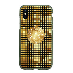 Чехол iPhone XS Max матовый Золотой диско шар и золотая мозаика, цвет: 3D-темно-зеленый