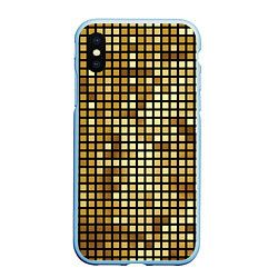 Чехол iPhone XS Max матовый Золотая мозаика, поверхность диско шара, цвет: 3D-голубой