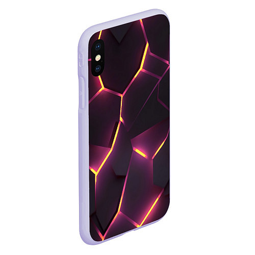 Чехол iPhone XS Max матовый Пурпурные неоновые плиты / 3D-Светло-сиреневый – фото 2