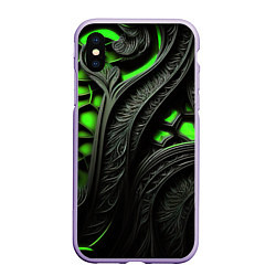 Чехол iPhone XS Max матовый Green black abstract