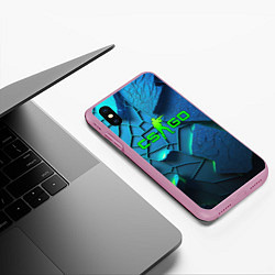 Чехол iPhone XS Max матовый CS GO blue green style, цвет: 3D-розовый — фото 2