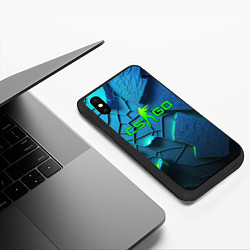 Чехол iPhone XS Max матовый CS GO blue green style, цвет: 3D-черный — фото 2