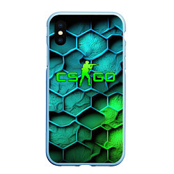 Чехол iPhone XS Max матовый CS GO green blue, цвет: 3D-голубой