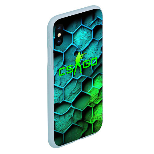 Чехол iPhone XS Max матовый CS GO green blue / 3D-Голубой – фото 2