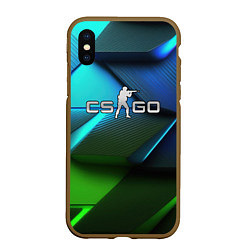 Чехол iPhone XS Max матовый CS GO green blue abstract, цвет: 3D-коричневый