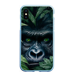 Чехол iPhone XS Max матовый Крупная морда гориллы, цвет: 3D-голубой