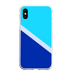 Чехол iPhone XS Max матовый Двуцветный голубой, цвет: 3D-белый