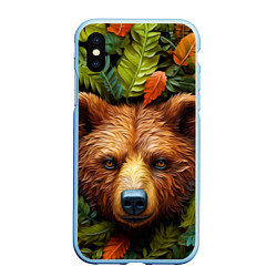 Чехол iPhone XS Max матовый Медведь в листьях