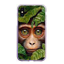 Чехол iPhone XS Max матовый Обезьяна в джунглях, цвет: 3D-светло-сиреневый