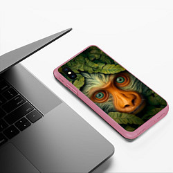 Чехол iPhone XS Max матовый Обезьяна в джунглях, цвет: 3D-малиновый — фото 2