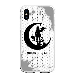 Чехол iPhone XS Max матовый Angels of Death glitch на светлом фоне, цвет: 3D-белый