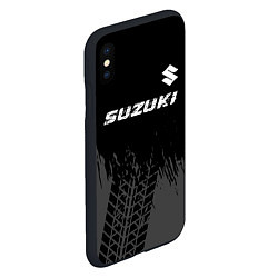 Чехол iPhone XS Max матовый Suzuki speed на темном фоне со следами шин: символ, цвет: 3D-черный — фото 2