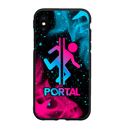 Чехол iPhone XS Max матовый Portal - neon gradient, цвет: 3D-черный