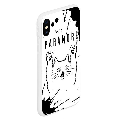 Чехол iPhone XS Max матовый Paramore рок кот на светлом фоне / 3D-Белый – фото 2