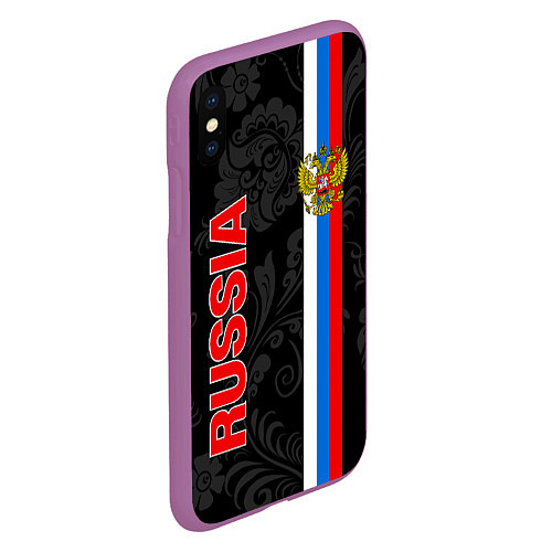 Чехол iPhone XS Max матовый Russia black style / 3D-Фиолетовый – фото 2