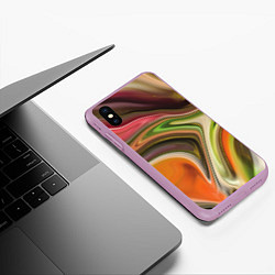 Чехол iPhone XS Max матовый Waves colors, цвет: 3D-сиреневый — фото 2