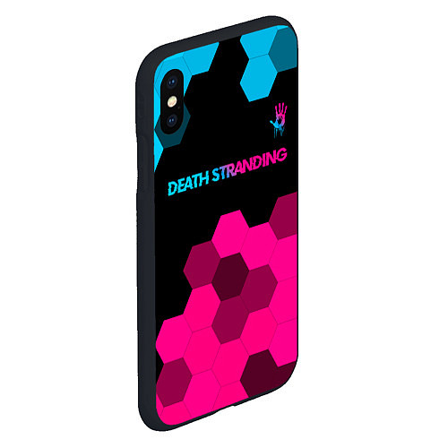 Чехол iPhone XS Max матовый Death Stranding - neon gradient: символ сверху / 3D-Черный – фото 2