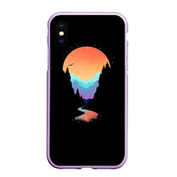 Чехол iPhone XS Max матовый Неоновое солнце SynthWave