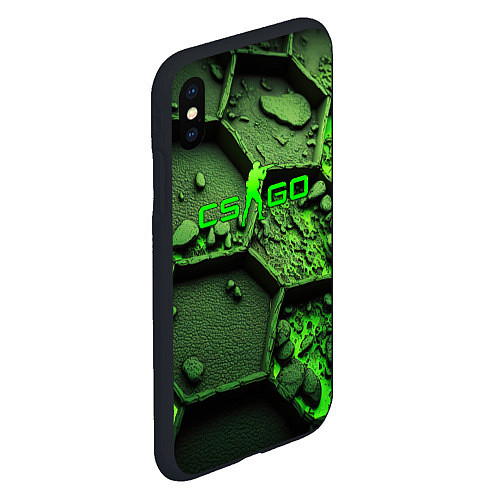 Чехол iPhone XS Max матовый CSGO green abstract / 3D-Черный – фото 2