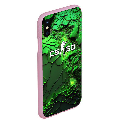 Чехол iPhone XS Max матовый CS GO green abstract / 3D-Розовый – фото 2