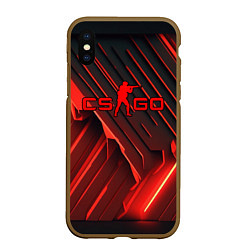 Чехол iPhone XS Max матовый CS GO red neon, цвет: 3D-коричневый