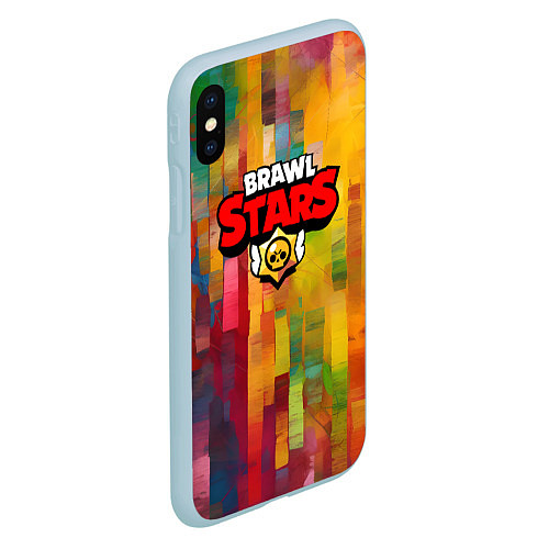 Чехол iPhone XS Max матовый Brawl Stars Logo Color / 3D-Голубой – фото 2