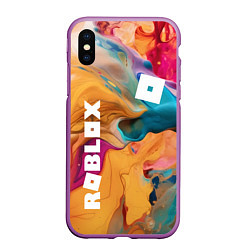 Чехол iPhone XS Max матовый Roblox Logo Color, цвет: 3D-фиолетовый